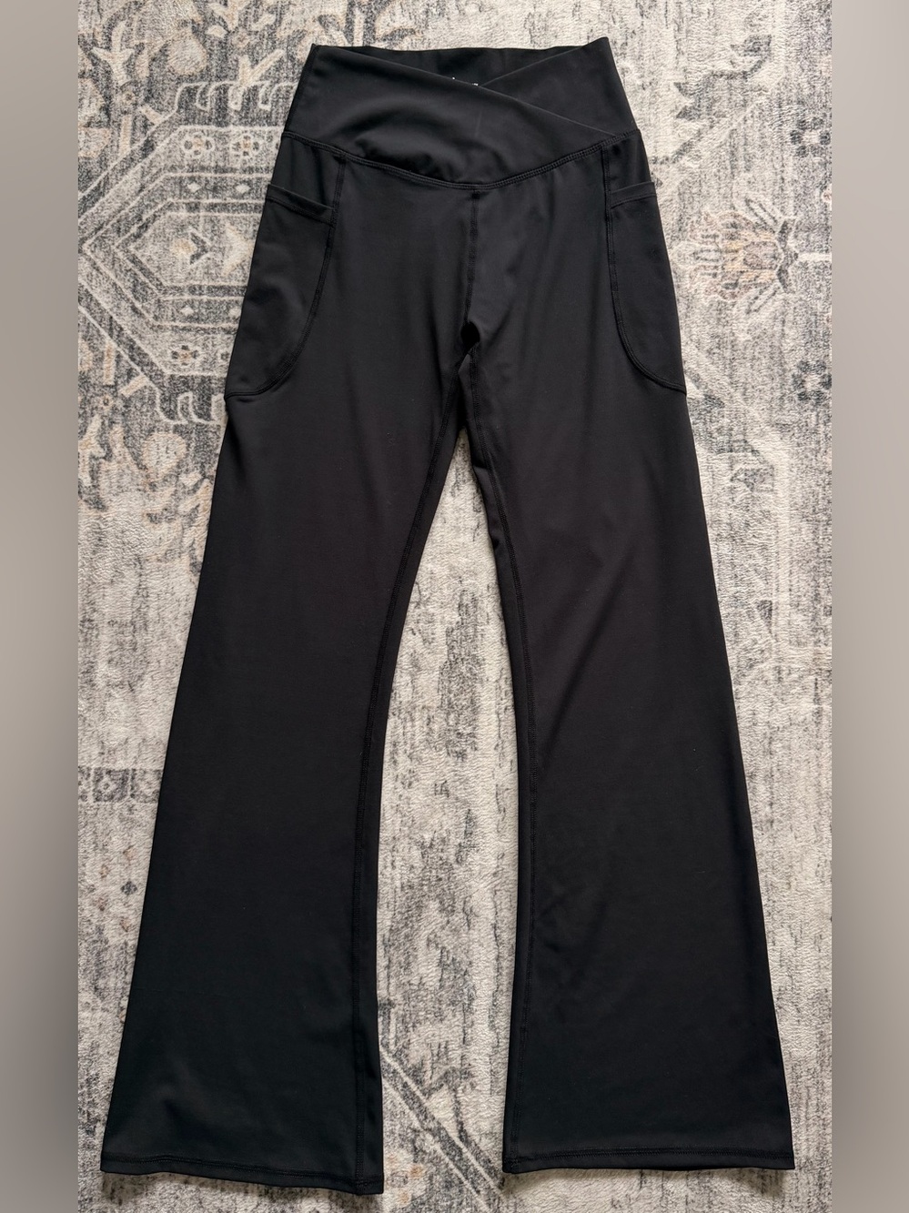 Women's Black Flare Leggings with Side Pockets Size S Never Worn